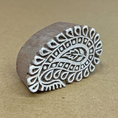 6cm Paisley design wooden printing block/stamp (left)