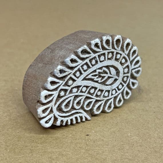6cm Paisley design wooden printing block/stamp (left)