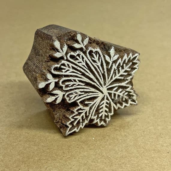 6cm Wild leaves wooden printing block/stamp