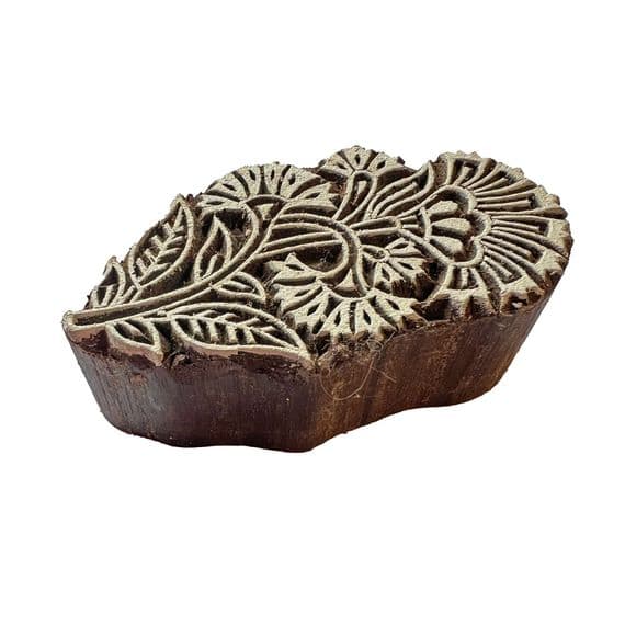 7.5cm Wildflowers wooden printing block/stamp