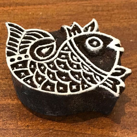 7cm Fish (right) wooden printing block/stamp