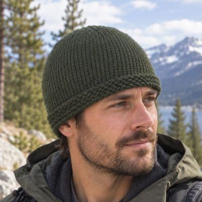 Beanie knitted hat in green