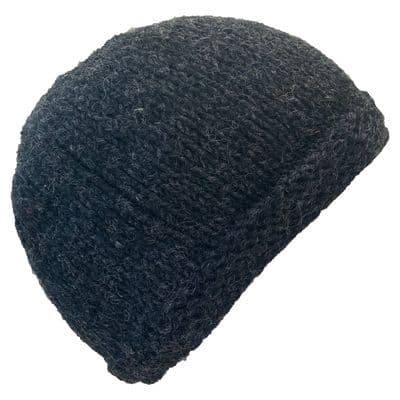 Beanie knitted hat in plain charcoal grey