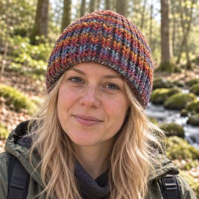Beanie knitted hat in rainbow & grey