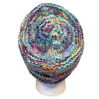 Beanie knitted slouch hat in mottled turquoise