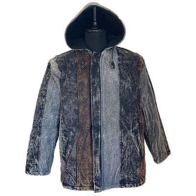 Canvas Jacket in Stonewashed Black & Grey Stripes