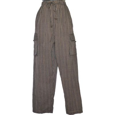 Casual cotton trousers in black stripes