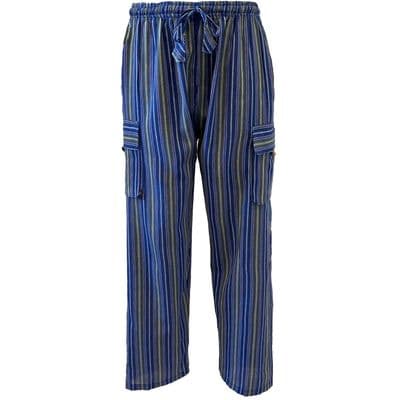 Casual cotton trousers in blue stripes