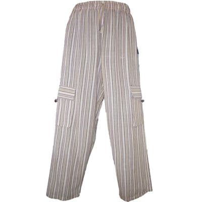 Casual cotton trousers in cream stripes