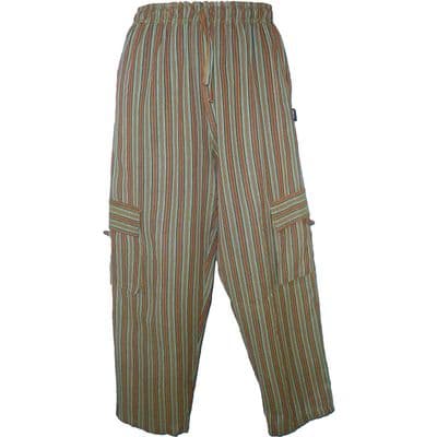 Casual cotton trousers in green stripes