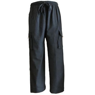 Casual cotton trousers in plain black