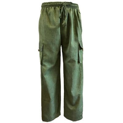 Casual cotton trousers in plain green