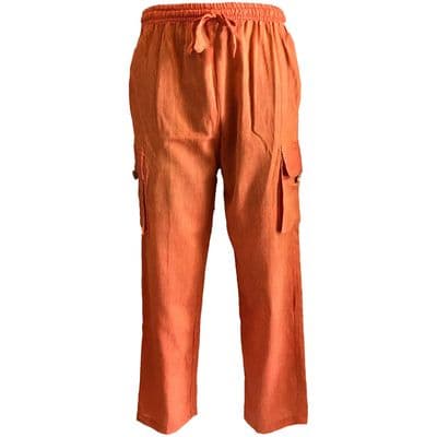 Casual cotton trousers in plain orange