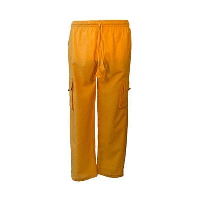 Casual cotton trousers in plain yellow