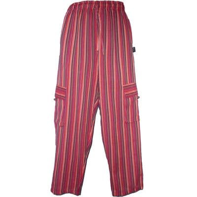Casual cotton trousers in red stripes