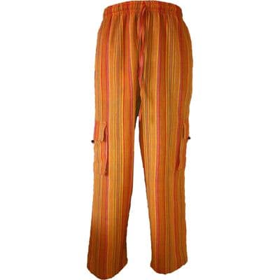 Casual cotton trousers in yellow stripes
