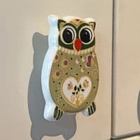 Ceramic Owl Door Knob in Pale Green