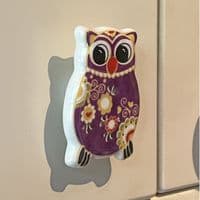 Ceramic Owl Door Knob in Purple