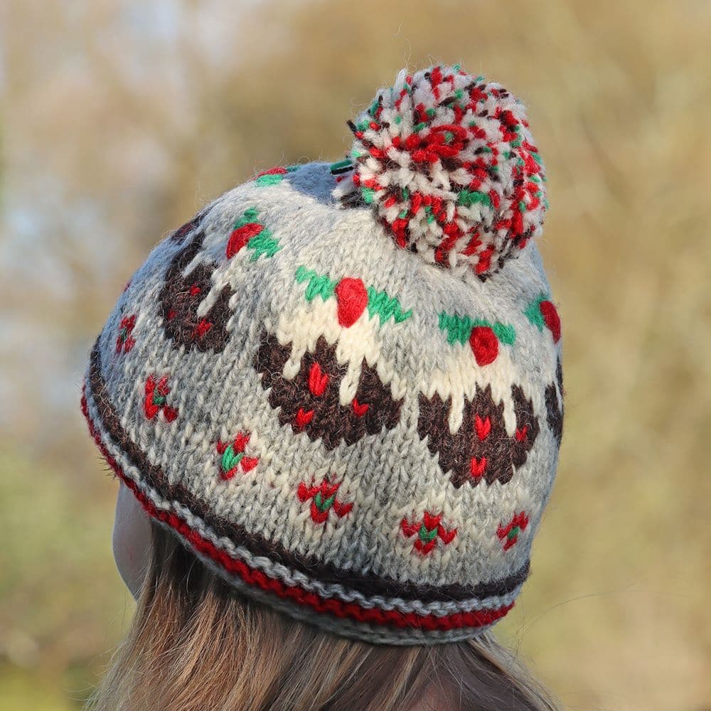 Christmas Pudding Hat in Grey/Multi