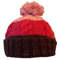 Chunky 3 tone bobble hat in pinks