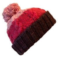 Chunky 3 tone bobble hat in pinks