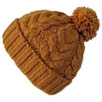 Chunky cable pattern bobble hat in mustard
