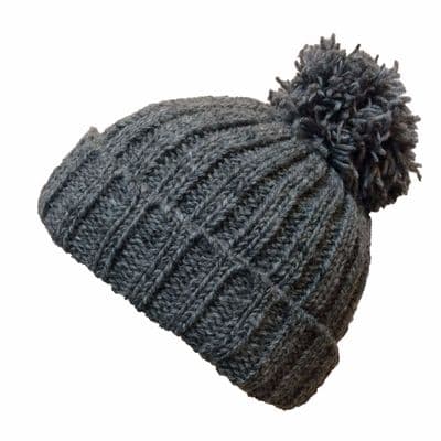 Chunky rib knit bobble hat in grey