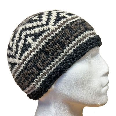 Corinthian Pattern Beanie in Black & White