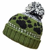 Dog Paw Print Bobble Hat in Green