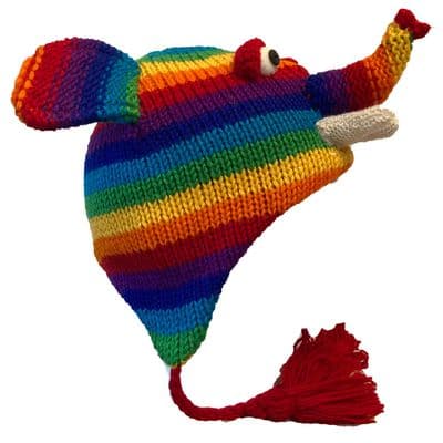 Elephant Hat in Rainbow Stripes