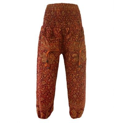 Fleece Trousers in Maroon, Orange & Gold Paisley