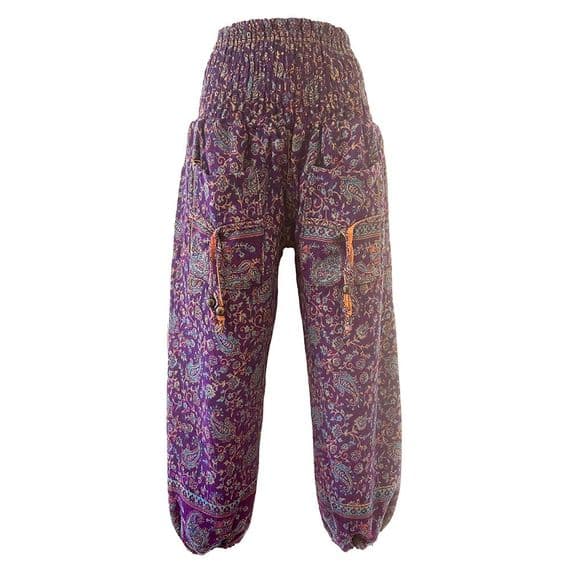 Fleece Trousers in Purple, Turquoise & Gold Paisley