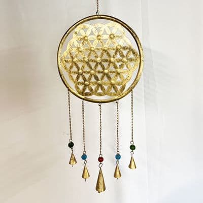 Flower of Life mandala metal mobile / wind chime (single)