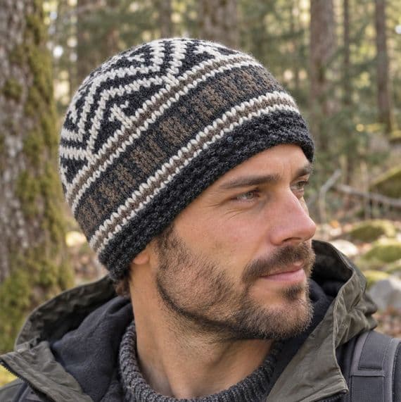 Corinthian Pattern Beanie in Black & White