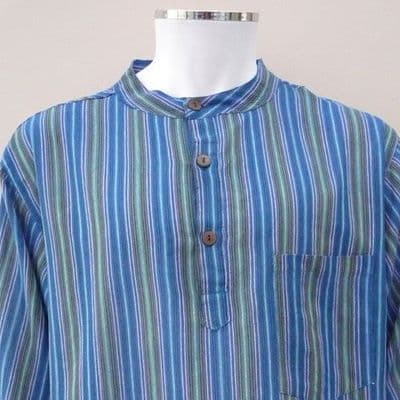 Grandad shirt in blue stripes