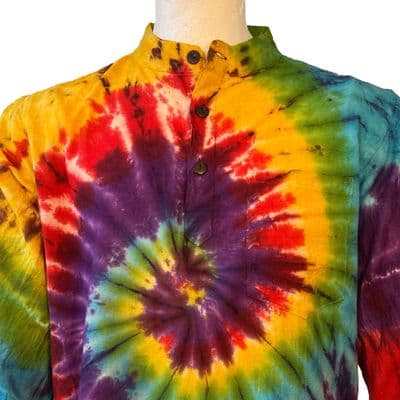 Grandad shirt in bright tie dye colours