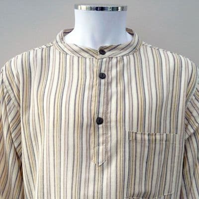 Grandad shirt in cream stripes