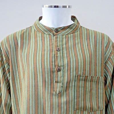 Grandad shirt in green stripes