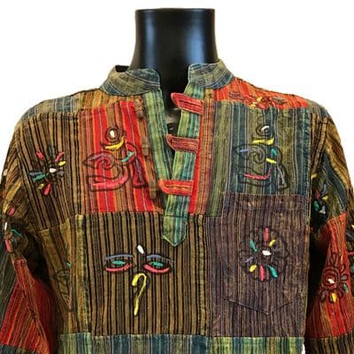 Grandad shirt in patchwork paint stripes