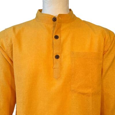Grandad shirt in plain yellow