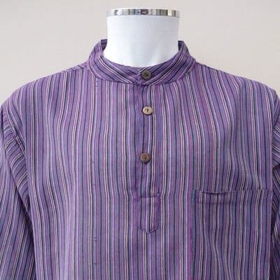 Grandad shirt in purple stripes