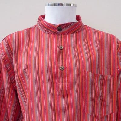 Grandad shirt in red stripes