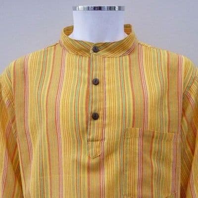 Grandad shirt in yellow stripes