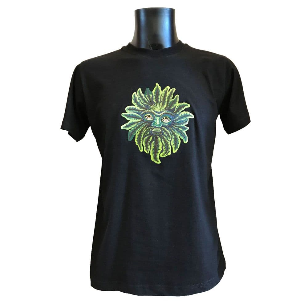 Green Man T Shirt in Black