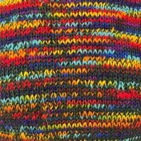 Hand Knitted Jumper in Green/Tie Dye Rainbow
