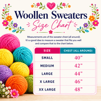 Hand knitted woollen jumper in soft grey and rainbow stripes
