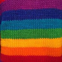 Handknitted jumper in vintage rainbow stripes