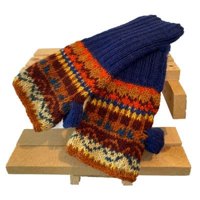 Handwarmer in Blue Fair Isle