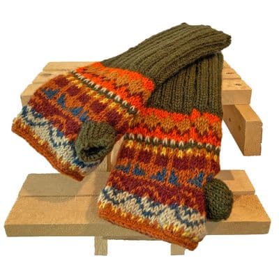 Handwarmer in Olive Green Fair Isle