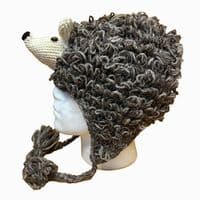 Hedgehog fleece lined knitted hat with tassels